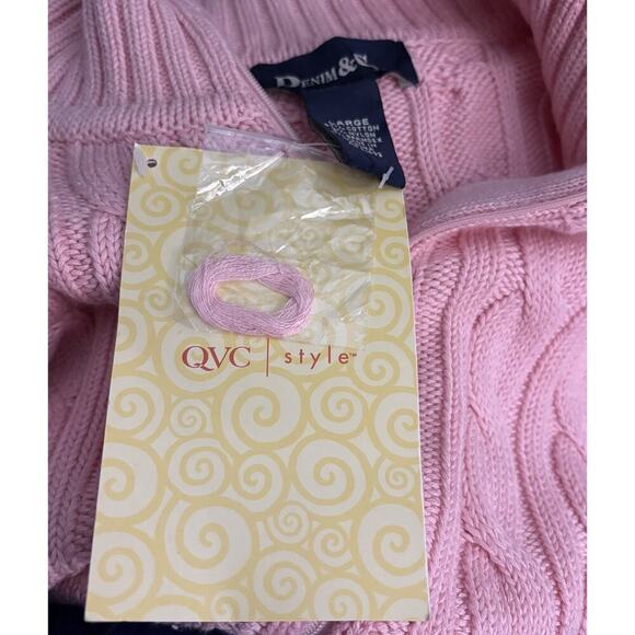 NWT Denim & Co. QVC Pink Full Zip Cable Knit Cardigan‎ Sweater Womens Large - Picture 6 of 6